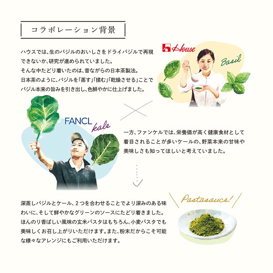 深蒸しバジルとケールのパスタソース