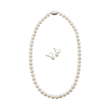 淡水パールフォーマルセット（7.5mm）ネックレス＆イヤリングセット 