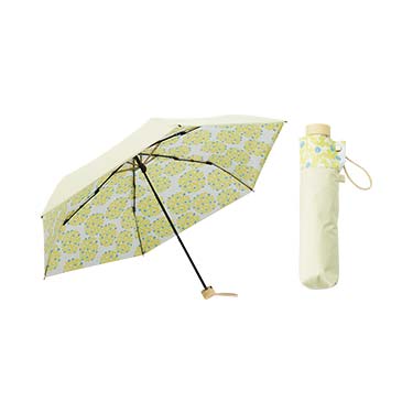1級遮光折り畳み日傘（晴雨兼用） イエロー×フロート 