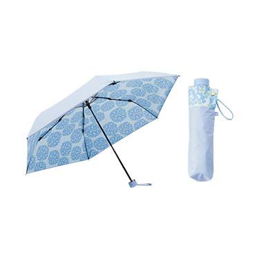 1級遮光折り畳み日傘（晴雨兼用） ブルー×フロート 