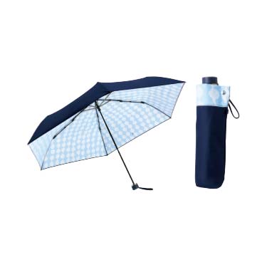 1級遮光 晴雨兼用折り畳み傘（ワイド） ネイビー×ドット 