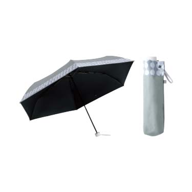 1級遮光 晴雨兼用折り畳み傘（ワイド） グレー×ドット 