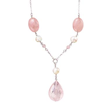 天然石3wayネックレス＆ブレスレット ローズクォーツ