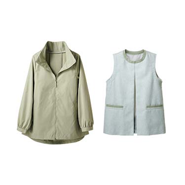 3wayショートコート＆ジレセット アッシュグリーン M