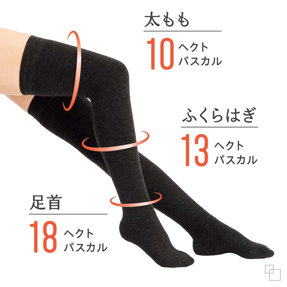 やさしくシェイプ膝上ロングソックス