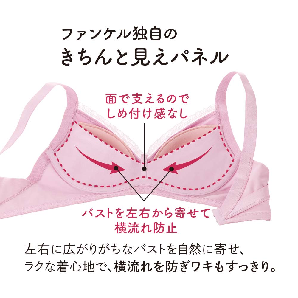 きちんとさんのノンワイヤーブラ（モーヴピンク）
