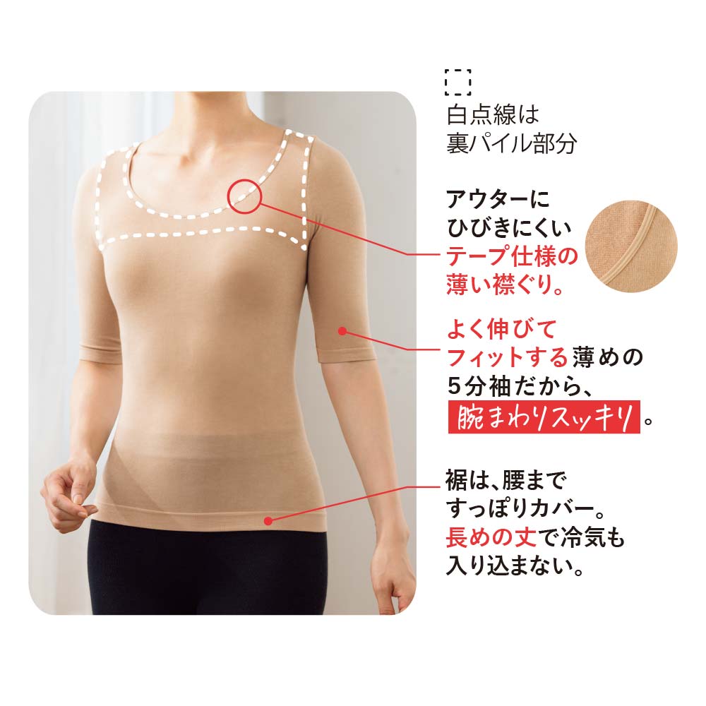 ソフトフィットウォーム 5分袖（保湿付）