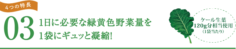 1日に必要な緑黄色野菜量を1袋にギュッと凝縮！