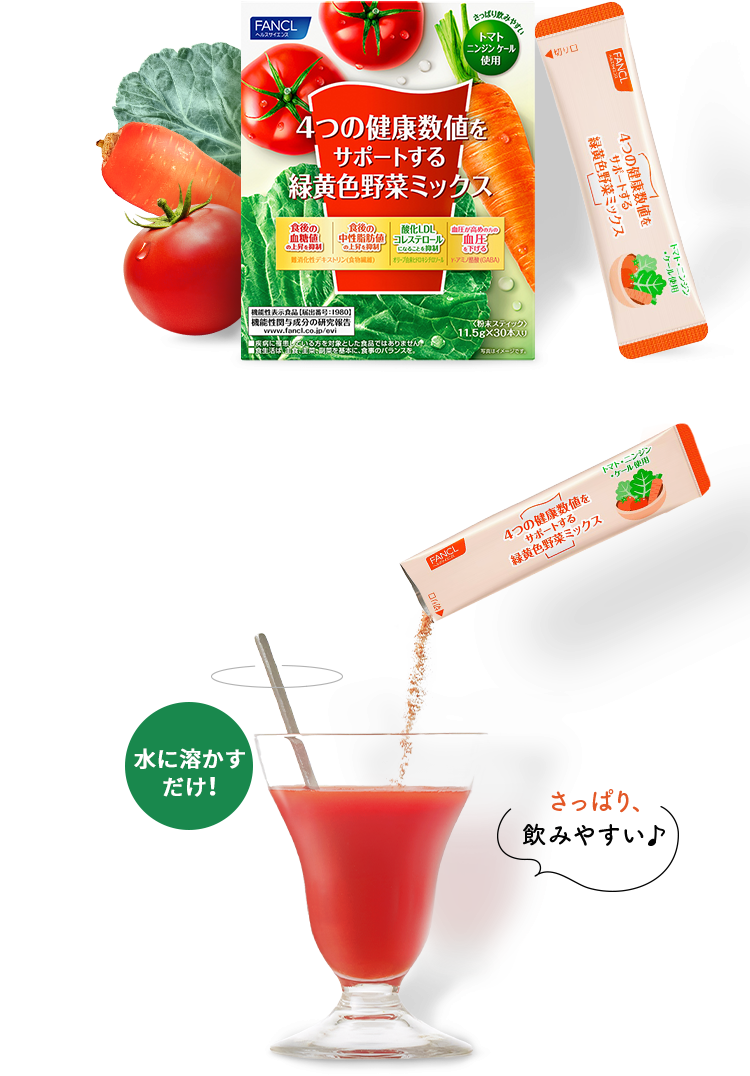 新しい野菜習慣、始まる。4つの健康数値をサポートする緑黄色野菜