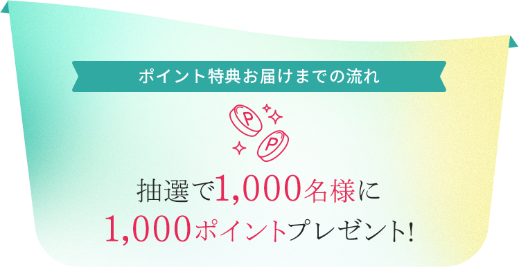 ポイントお届けまでの流れ 抽選で1,000名様に
          1,000ポイントプレゼント！