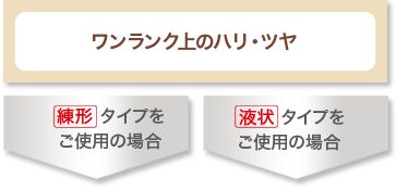 ワンランク上のハリ・ツヤ 練り状 タイプをご使用の場合 液状 タイプをご使用の場合