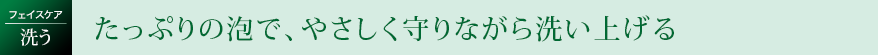 たっぷりの泡で、やさしく守りながら洗い上げる