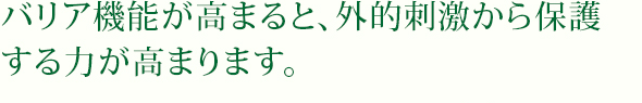 バリア機能が高まると、外的刺激から保護する力が高まります。