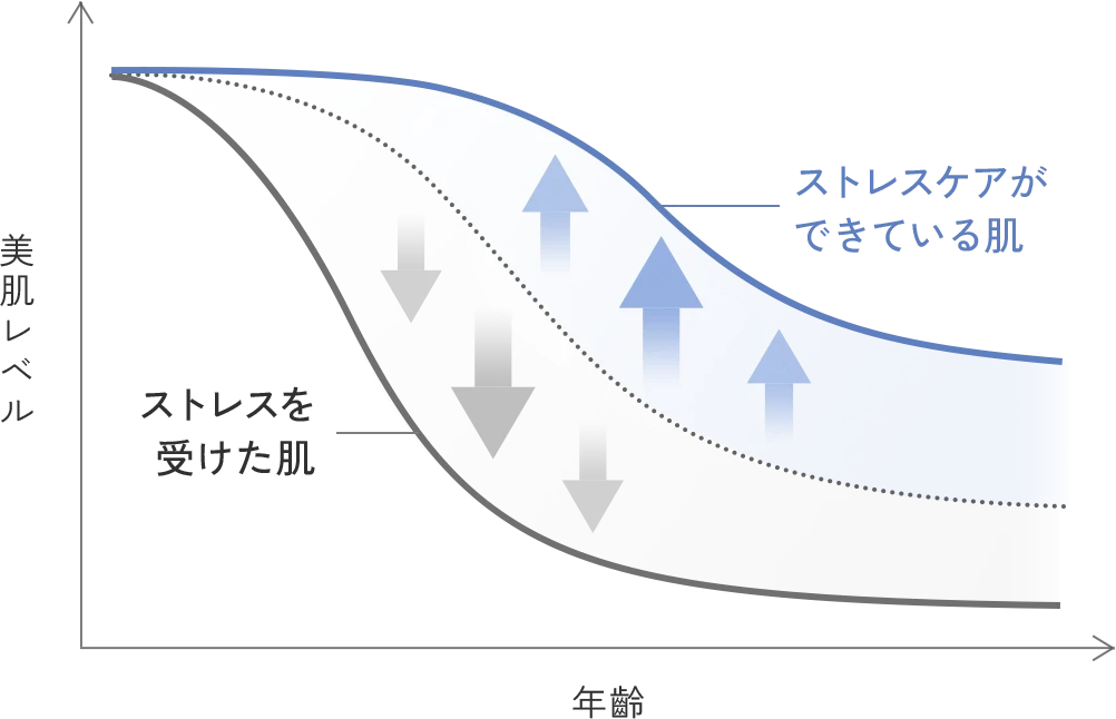 美肌レベル/年齢 ストレスを受けた肌 ストレスケアができている肌