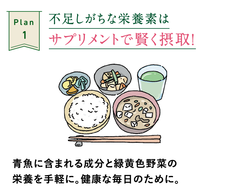 不足しがちな栄養素は サプリメントで賢く摂取!