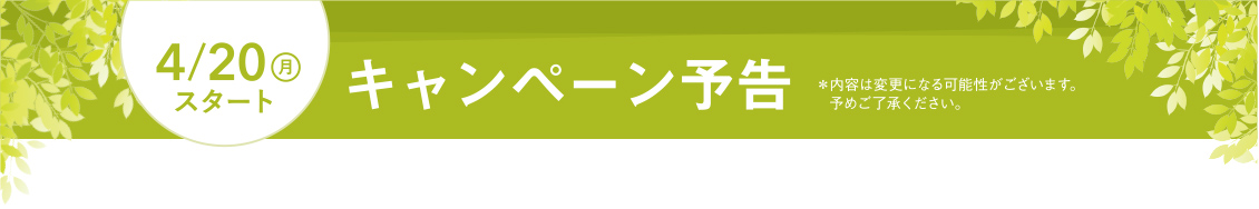 4/20(月)スタート キャンペーン予告