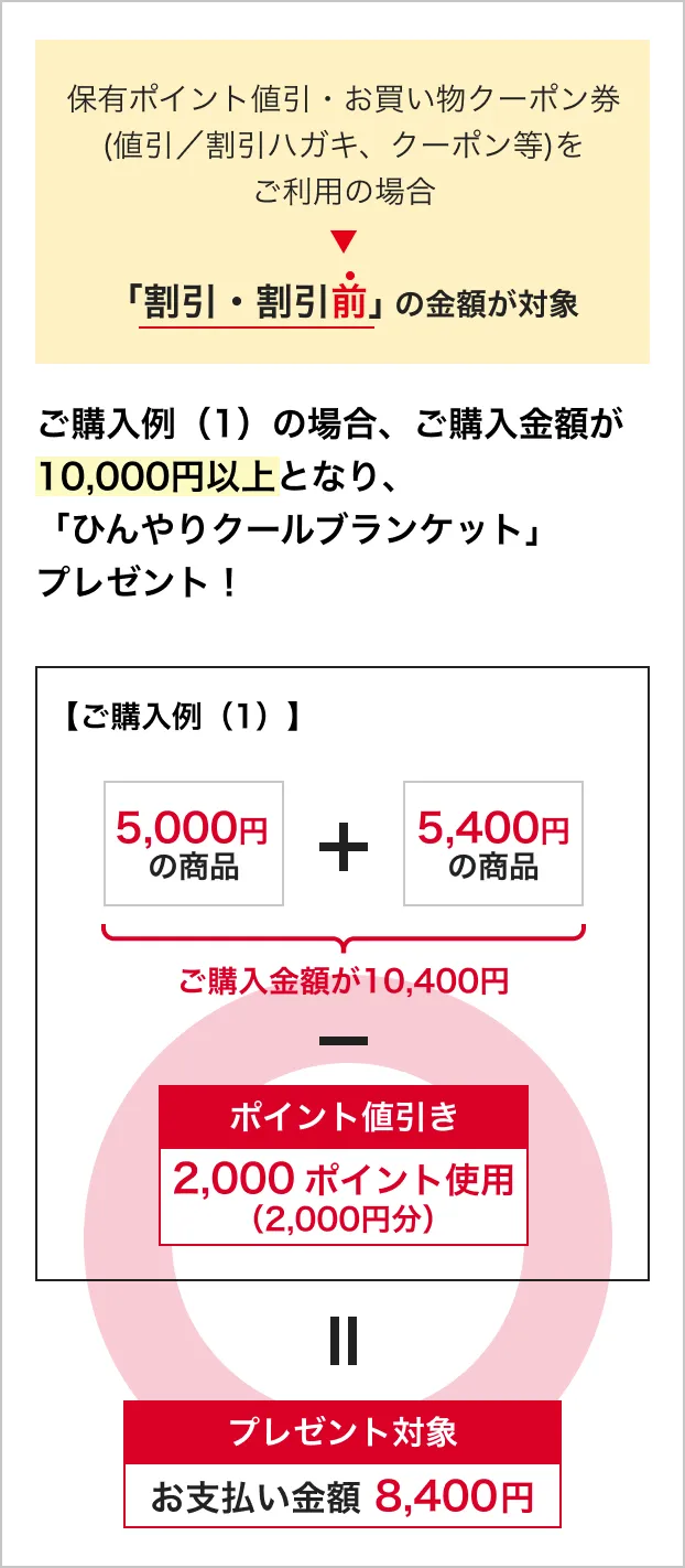保有ポイント値引・お買い物クーポン券(値引／割引ハガキ、クーポン等)をご利用の場合/「割引・割引前」の金額が対象