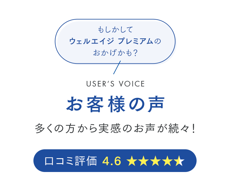 もしかしてウェルエイジ プレミアムのおかげかも? お客様の声 多くの方から実感のお声が続々!