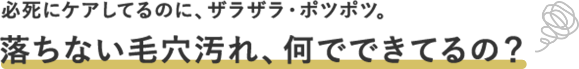 必死にケアしてるのに、ザラザラ・ポツポツ。落ちない毛穴汚れ、何でできてるの？