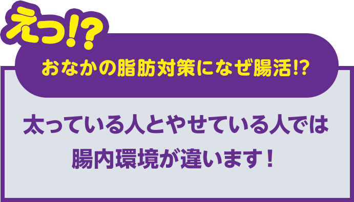 えっ!?おなかの脂肪対策になぜ腸活!? 太っている人とやせている人では腸内環境が違います！