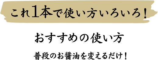 これ1本で使い方いろいろ！おすすめの使い方　普段のお醤油を変えるだけ！