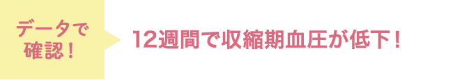 データで確認！ 12週間で収縮血圧が低下！