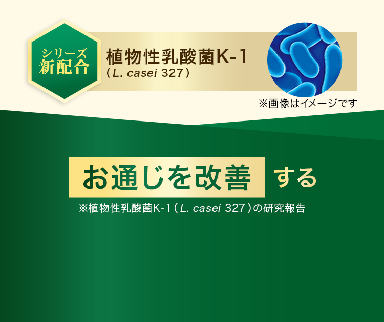 シリーズ新配合 植物性乳酸菌K-1(L.casei 327) お通じを改善する