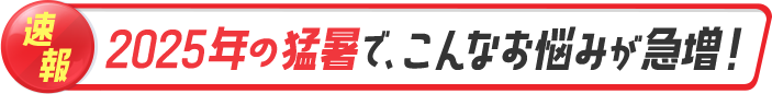 速報 2025年の猛暑で、こんなお悩みが急増！