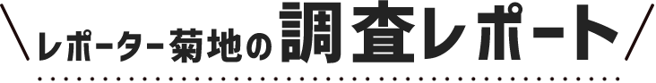 レポーター菊地の調査レポート