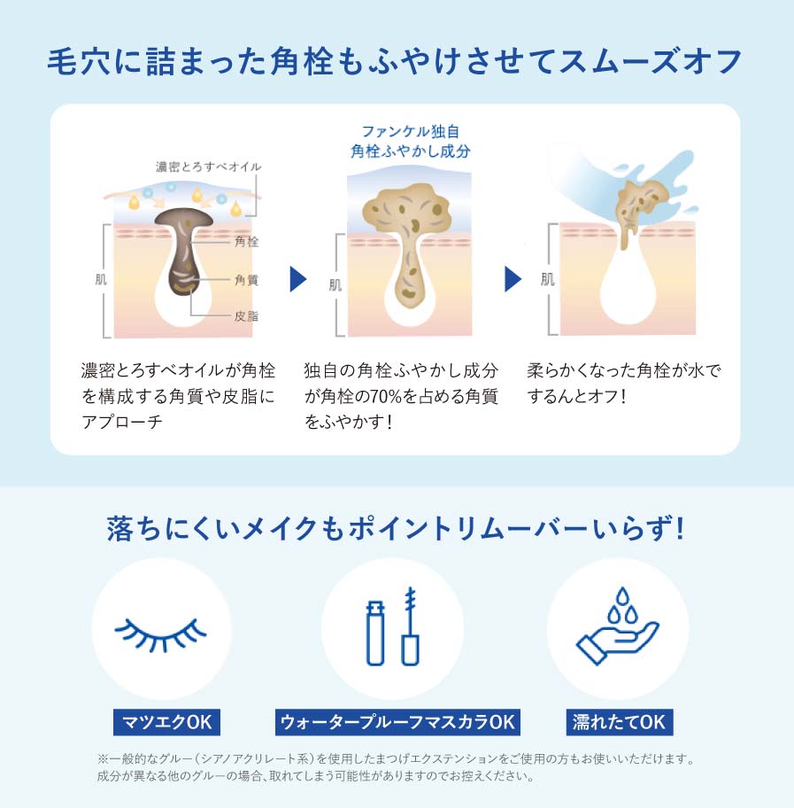 毛穴に詰まった角栓もふやけさせてスムーズオフ