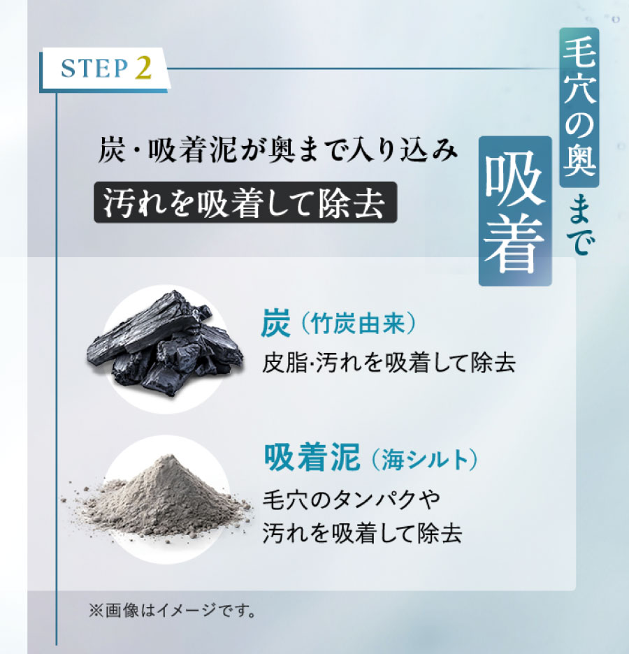 STEP2 炭吸着泥が奥まで入り込み汚れを吸着して除去