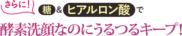 さらに！糖&ヒアルロン酸で酵素洗顔なのにうるつるキープ！