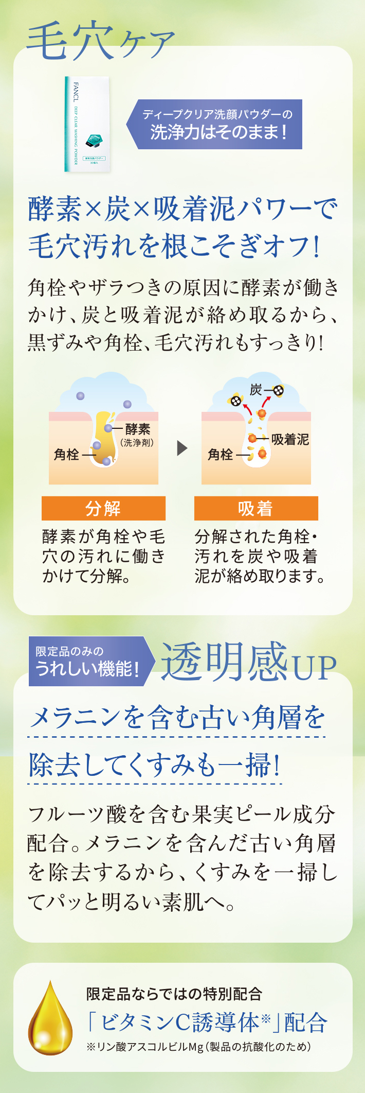 毛穴ケアディープクリア洗顔パウダーの洗浄力はそのまま!酵素×炭×吸着泥パワーで毛穴汚れを根こそぎオフ!