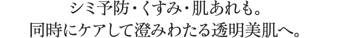 シミ予防・くすみ・肌あれも。同時にケアして澄みわたる透明美肌へ。