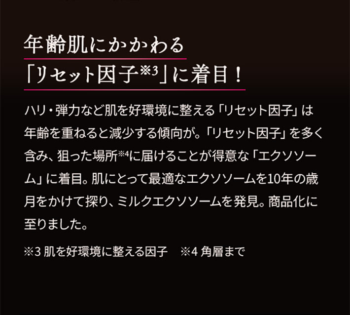 年齢肌にかかわる「リセット因子」に着目!