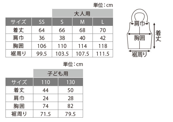 空調服サイズ表