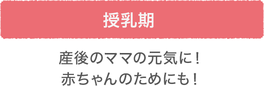 授乳期 産後のママの元気に！赤ちゃんのためにも！