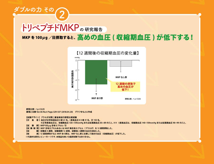ダブルの力その② トリペプチドMKPの研究報告