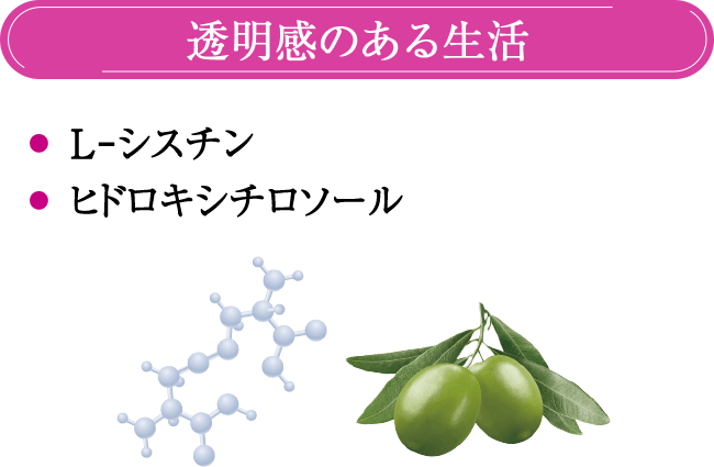 透明感のある生活 ●　Lｰシスチン ●　ヒドロキシチロソール