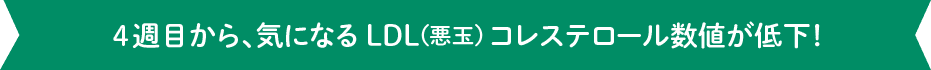 4週目から、気になるLDL（悪玉）コレステロール数値が低下！