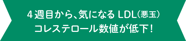 4週目から、気になるLDL（悪玉）コレステロール数値が低下！