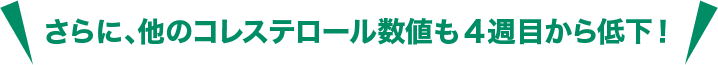 さらに、他のコレステロール数値も4週目から低下！