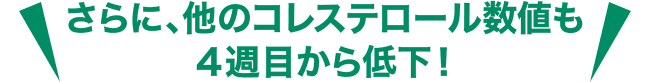 さらに、他のコレステロール数値も4週目から低下！