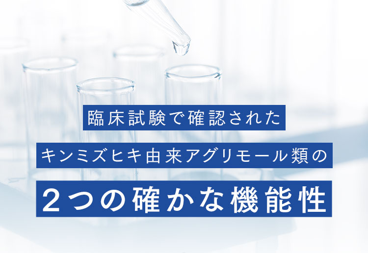 臨床試験で確認されたキンミズヒキ由来アグリモール類の２つの確かな機能性