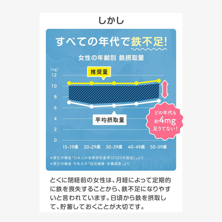 しかしすべての年代で鉄不足!