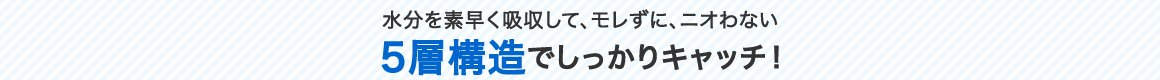 水分を素早く吸収して、モレずに、ニオわない 5層構造でしっかりキャッチ！