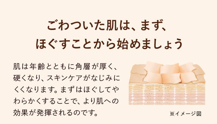 ごわついた肌は、まず、ほぐすことから始めましょう。