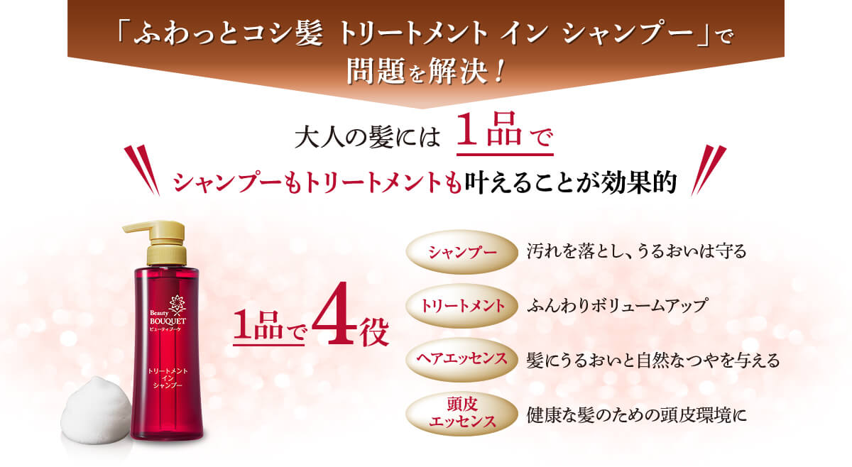 「ふわっとコシ髪 トリートメント イン シャンプー」で問題を解決！