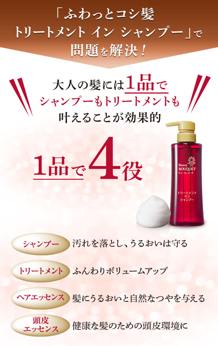 「ふわっとコシ髪 トリートメント イン シャンプー」で問題を解決！