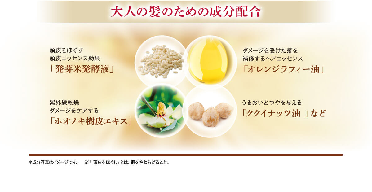 大人の髪のための成分配合